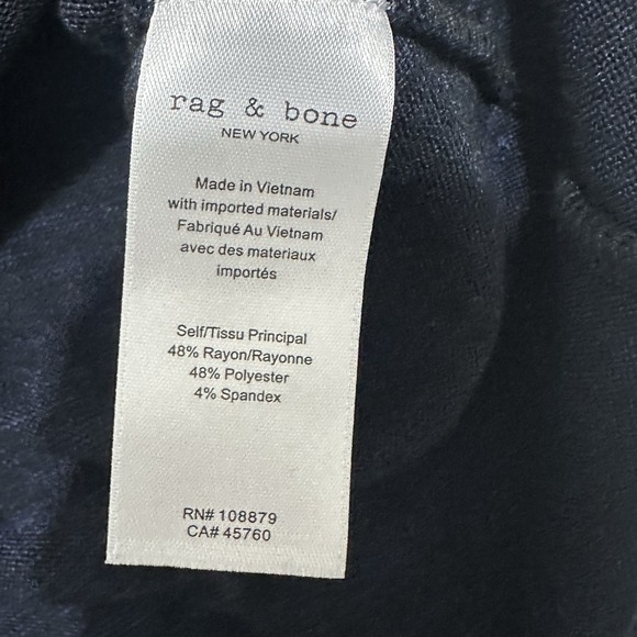 rag & bone Hudson LS Women's XS Heathered Blue Black Lightweight Slub Top Soft - Picture 7 of 9